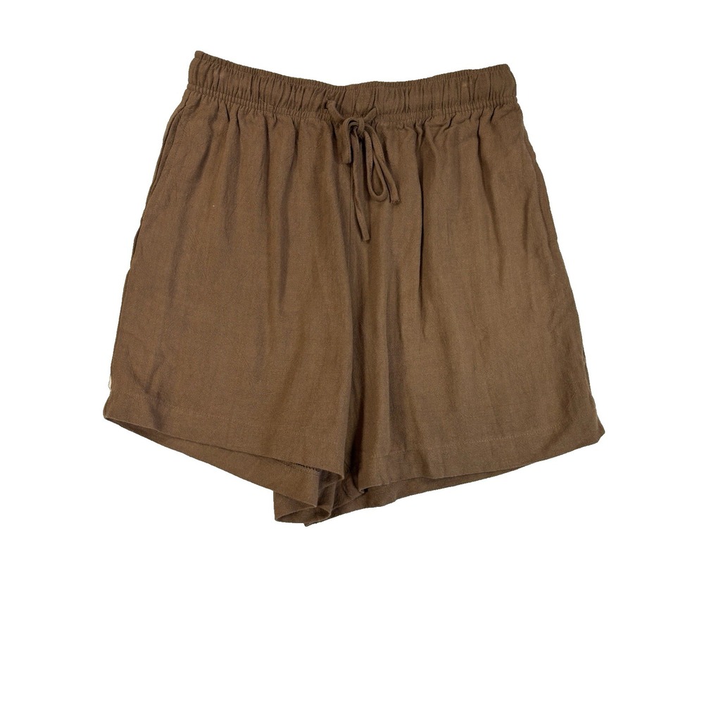 Beaully Women's Small Brown Linen Blend Shorts Festival Summer Resort Beach‎
